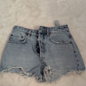 Zara Light Blue Distressed Jean Shorts